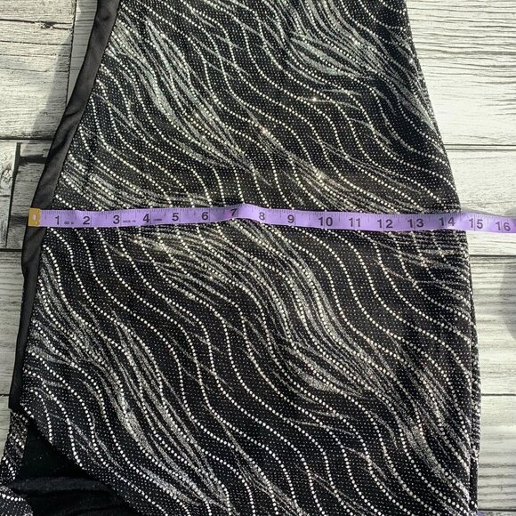 Vintage 90s Y2K One Shoulder Asymmetric High Low Hem Metallic Maxi Dress - Picture 15 of 16